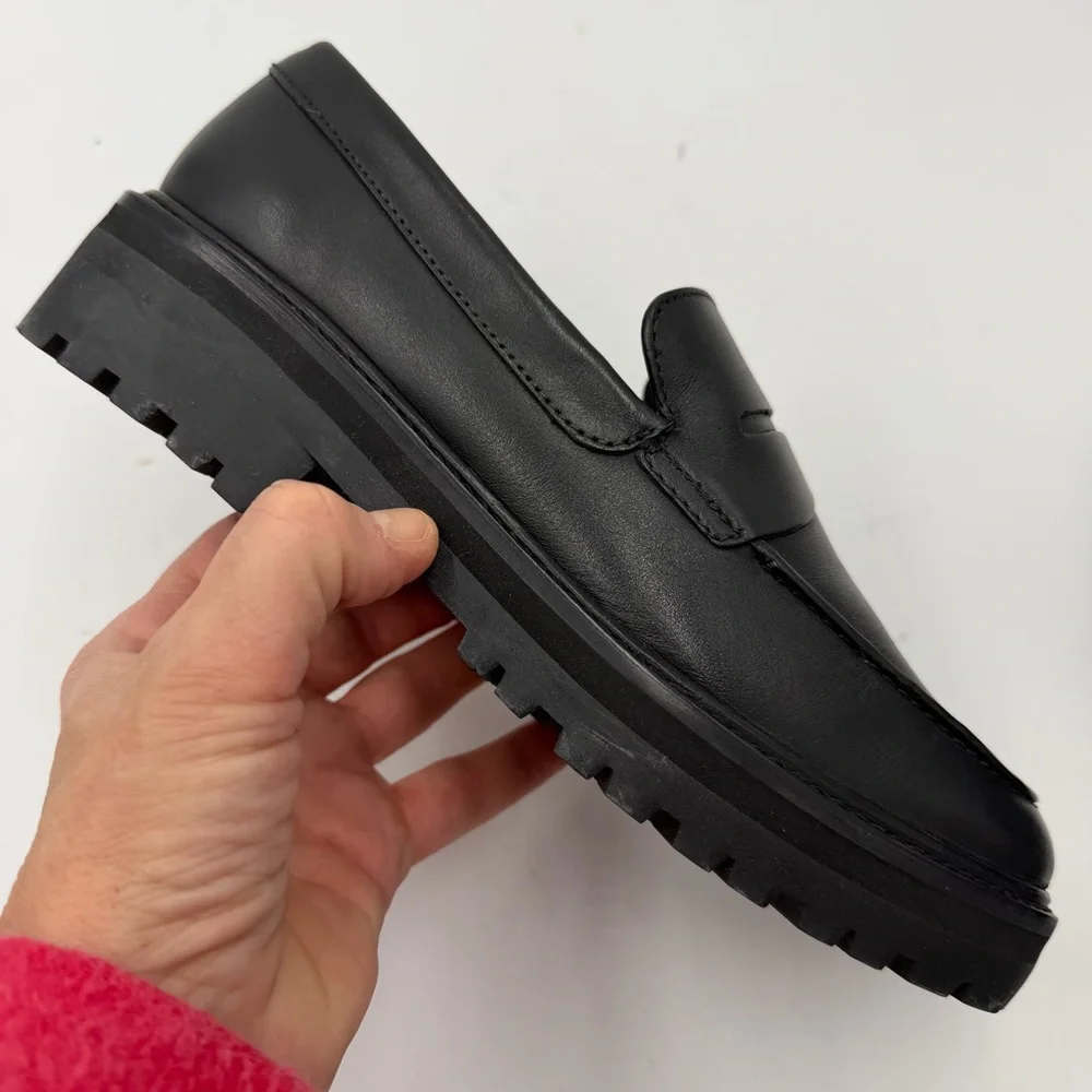 NEW Everlane Black Leather Chunky Lug Sole Loafer in Size 7.5